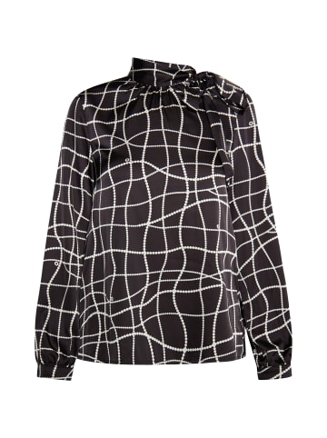 DreiMaster Damen Langarmbluse in Schwarz Wollweiss