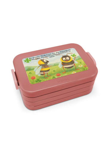 Mr. & Mrs. Panda Bento Box Hummeln Kleeblatt Design mit Spruch in Rot Pastell