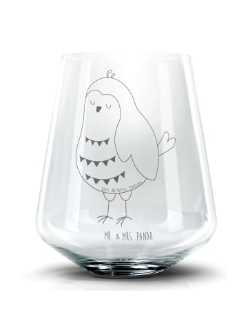 Mr. & Mrs. Panda Trinkglas Eule Zufrieden ohne Spruch in Transparent