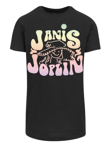 F4NT4STIC Long Cut T-Shirt PLUS SIZE Janis Joplin Pastel Logo in schwarz