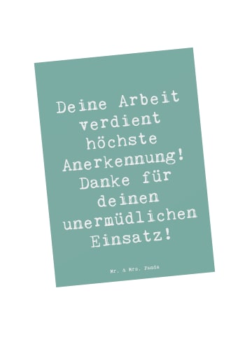 Mr. & Mrs. Panda Postkarte Spruch Danke Pflegekraft mit Spruch in Meeresbrise