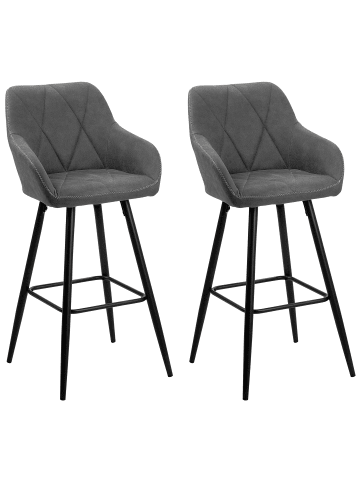 Beliani 2er-Set Barhocker DARIEN in Grau/Schwarz