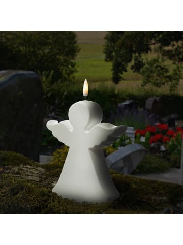 MARELIDA LED Kerze Engel Grabkerze in weiß - H: 18cm