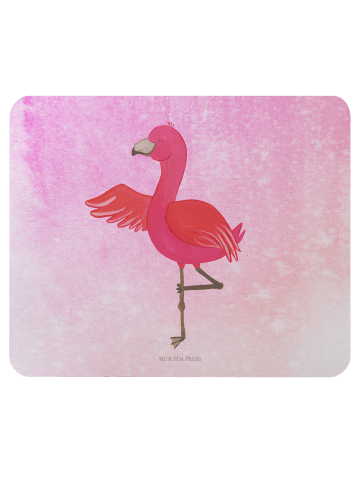 Mr. & Mrs. Panda Mauspad Flamingo Yoga ohne Spruch in Aquarell Pink