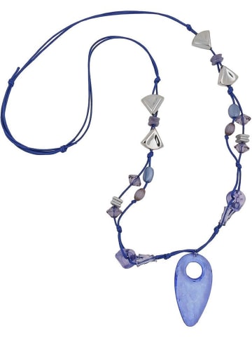 Gallay Kette Kunststoffperlen blau transparent silberfarben 90cm lang in blau