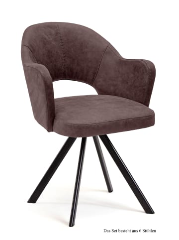 58 aufm Kessel ARMLEHNSTUHL (6er-Set) Debor 59x87x61 Schwarz/Braun