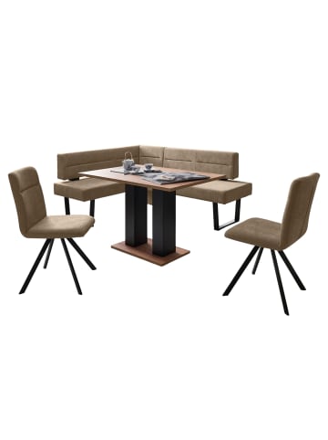 58 aufm Kessel ECKBANKGRUPPE Modern Doralyn 2 für 7 Personen Microfaser Schwarz/Braun