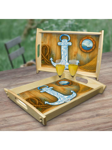 Mr. & Mrs. Panda sofatablett Anker Blau Design ohne Spruch in Weiß