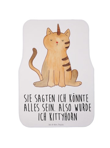 Mr. & Mrs. Panda Fahrer Autofußmatte Einhorn Katze mit Spruch in Weiß