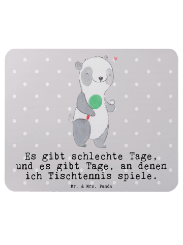 Mr. & Mrs. Panda Mauspad Panda Tischtennis mit Spruch in Grau Pastell