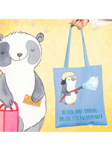 Mr. & Mrs. Panda Tote Bag Feuerwehrmann Helden mit Spruch in Sky Blue