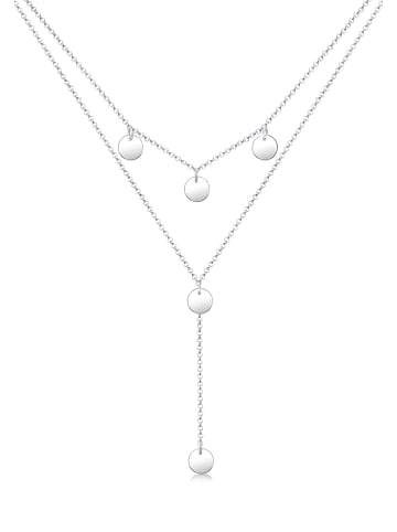 Elli Halskette 925 Sterling Silber Geo, Plättchen in Silber