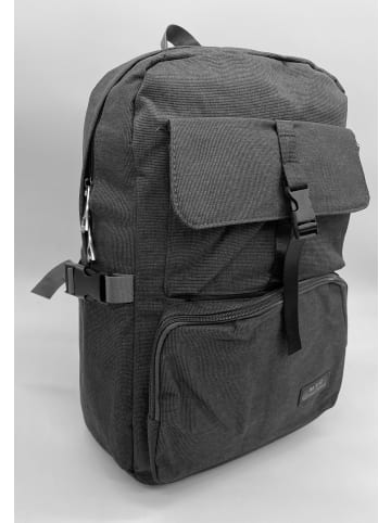 EGOMAXX Basic Backpack Stoff Rucksack Uni Daypack Nadelstreifen Design in Dunkelgrau
