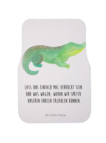 Mr. & Mrs. Panda Auto-Fußmatte Krokodil mit Spruch in Weiß