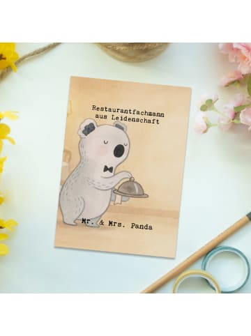 Mr. & Mrs. Panda Grußkarte Restaurantfachmann Leidenschaft Desig... in Weiß
