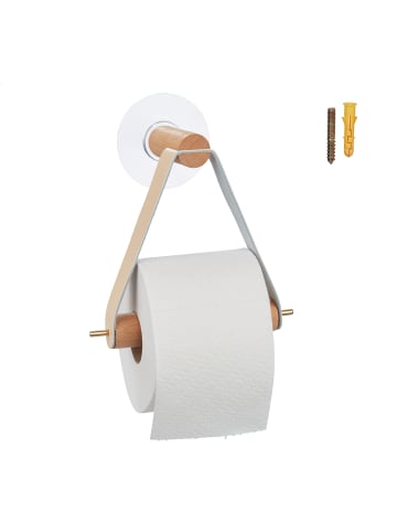 relaxdays Toilettenpapierhalter in Natur - (B)18 x (H)18 x (T)8 cm