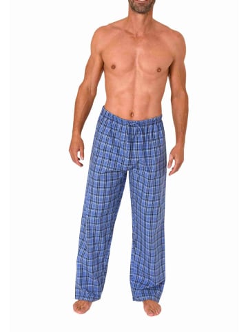 NORMANN Schlafanzug Pyjama Hose lang kariert Baumwolle - 79843 in blau