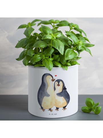 Mr. & Mrs. Panda Pflanzenkübel groß Pinguin umarmen ohne Spruch in Weiß
