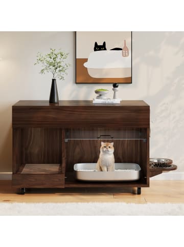 ABRIHOME Katzenkloschrank in Nussbaumfarbe - 100×45.5×67cm