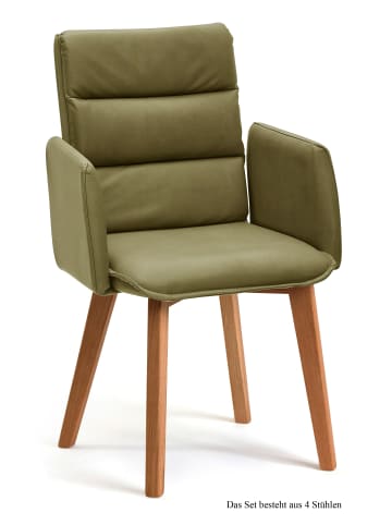 58 aufm Kessel ARMLEHNSTUHL (4er-Set) Daritsa 52x92x60 Eiche geölt/Olivgrün