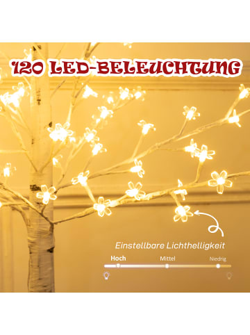 HOMCOM Lichterbaum-21,5L x 21,5B x 180H cm-Weiß