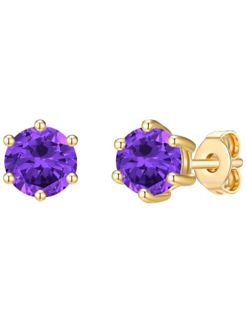 Glanzstücke München Ohrstecker Sterling Silber Amethyst in gelbgold