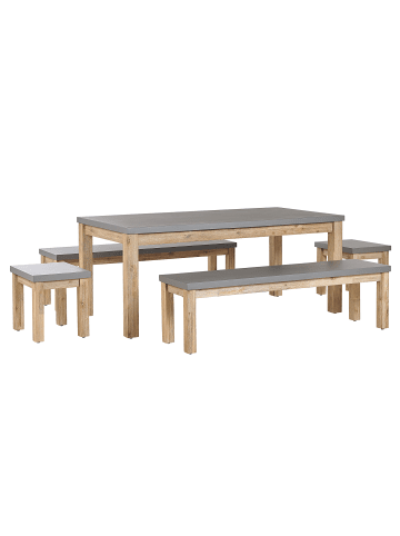 Beliani 5-tlg Gartentisch Set OSTUNI in Grau/Braun