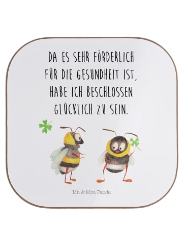 Mr. & Mrs. Panda Untersetzer Hummeln Kleeblatt mit Spruch in Weiß