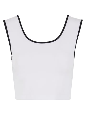 Urban Classics Cropped Tee in white/black+white/black