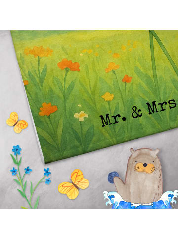 Mr. & Mrs. Panda Gästehandtuch Blume Sonnenblume Design mit Spruch in Weiß