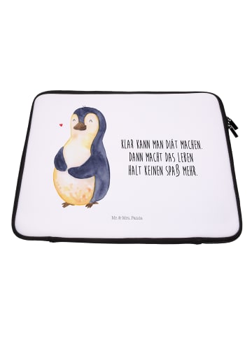 Mr. & Mrs. Panda Notebook Tasche Pinguin Diät mit Spruch in Weiß