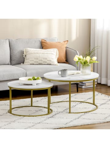 HOMCOM Couchtisch Set-74L x 74B x 46,3H cm-Weiß