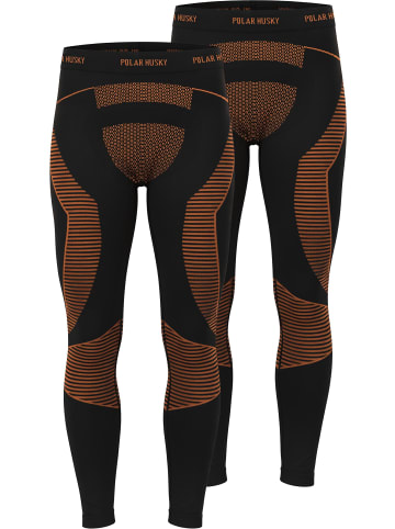 normani 2 x Lange Unterhosen Ski- und Thermounterwäsche in Orange/Schwarz