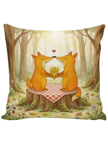 Mr. & Mrs. Panda Zier Kissen Füchse Liebe Pommes Design ohne Spruch in Weiß