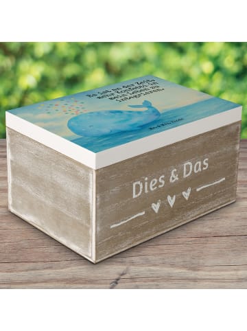 Mr. & Mrs. Panda Holzkiste Wal Konfetti Design mit Spruch in Weiß