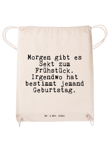 Mr. & Mrs. Panda Gym Bag Morgen gibt es Sekt... mit Spruch in Creme