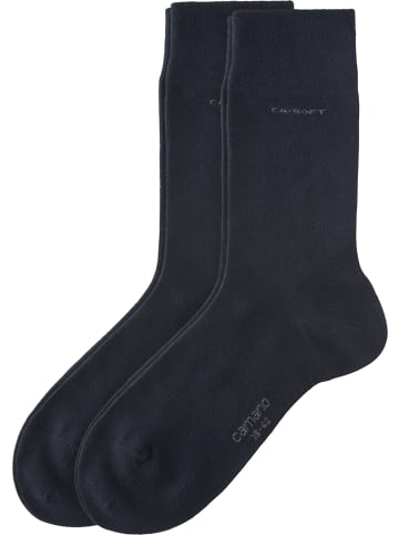 camano Baumwolle Unisex-Socken 2 Paar mit Softbund ca-soft in dunkelblau