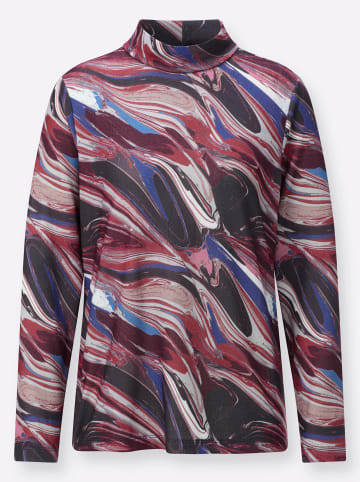 WITT WEIDEN Stehkragen-Shirt in graphit-kirsche-gemustert