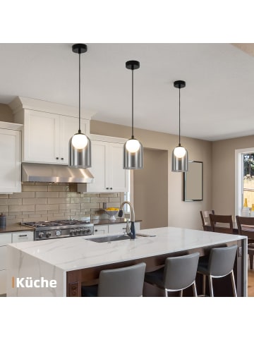 ZMH Pendelleuchte in rauchgrau Glas 1-flammige G9 Vintage H 120CM Halbkreis Design