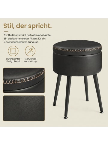 VASAGLE 2er-Set: Sitzhocker Ekho in Tintenschwarz - (B)38.2 x (H)44.4 x (T)38.2 cm