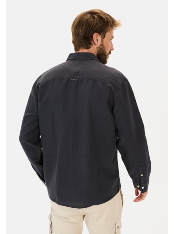Camel Active Langarm-Leinenhemd mit Soft-Wash-Veredelung in Dunkelblau