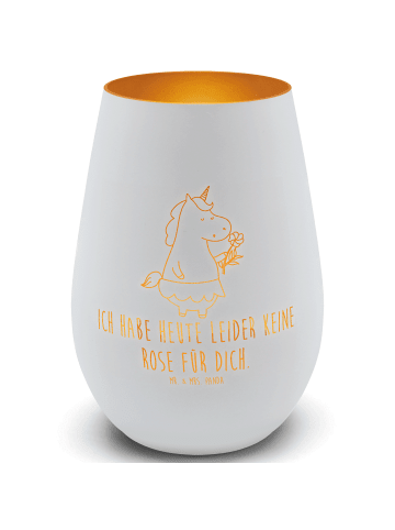 Mr. & Mrs. Panda Teelichthalter Glas Einhorn Dame mit Spruch in Weiß