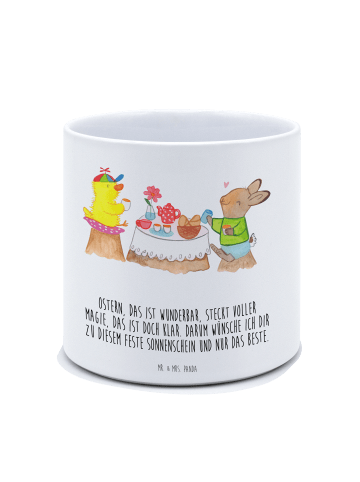 Mr. & Mrs. Panda Blumenkübel Ostern Frühstück mit Spruch in Weiß