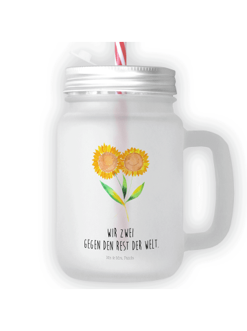 Mr. & Mrs. Panda Einmachglas Blume Sonnenblume mit Spruch in Transparent