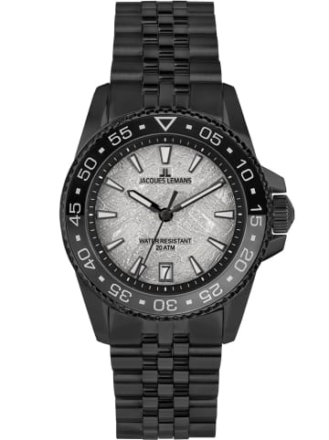 Jacques Lemans Herren-Taucheruhr Liverpool Diver Schwarz/Eismatt 20 bar