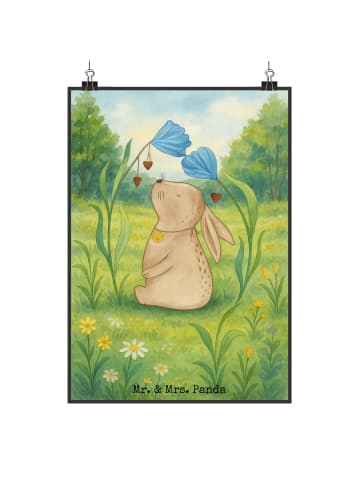 Mr. & Mrs. Panda Poster Hase Blume Design ohne Spruch in Weiß