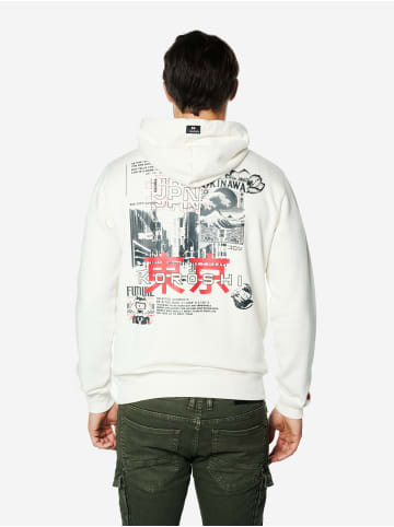 KOROSHI Känguru mit Basic-Print Baumwoll-Hoodie in weiß