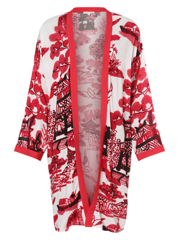Marie Lund Kimono in himbeer weiß