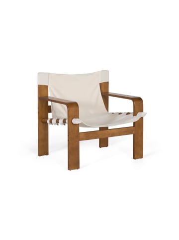 Giner y Colomer Moderner Sessel aus Gummibaumholz mit beigem Stoff in Brown