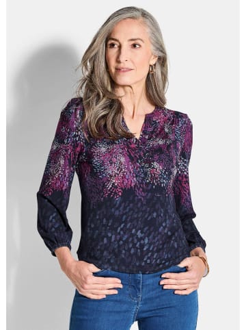 GOLDNER Blusenshirt Langarm Druckshirt mit Allover-Print in marine / bunt / gemustert